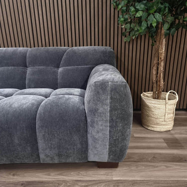 Harlem Steel Velvet Sofa Range - Luxurious Deep Channel Stitching & Soft Textured Boucle Fabric - UK Luxury Furniture